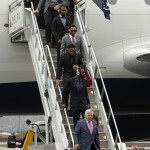 New England Patriots owner Robert Kraft arrives with his team at Sky Harbor Airport for NFL Super Bowl XLIX football game against the Seattle Seahawks Monday, Jan. 26, 2015, in Phoenix. (AP Photo/Charlie Riedel)
