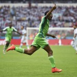  Nigeria's Ahmed Musa (7) celebrates after scoring his side's second goal during the group F World Cup soccer match against Argentina at the Estadio Beira-Rio in Porto Alegre, Brazil, Wednesday, June 25, 2014. (AP Photo/Martin Meissner)