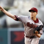 Arizona Diamondbacks starting pitcher Jeremy Hellickson throws against the Los Angeles Angels during the first inning of a baseball game in Anaheim, Calif., Tuesday, June 16, 2015. (AP Photo/Alex Gallardo)