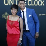Wake Forest defensive back Kevin Johnson poses for photos his mother Judy Johnson, upon arriving for the first round of the 2015 NFL Football Draft at the Auditorium Theater of Roosevelt University, Thursday, April 30, 2015, in Chicago. (AP Photo/Charles Rex Arbogast)