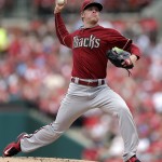 Arizona Diamondbacks starting pitcher Chase Anderson throws during the first inning of a baseball game against the St. Louis Cardinals, Monday, May 25, 2015, in St. Louis. (AP Photo/Jeff Roberson)
