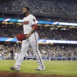 Arizona Diamondbacks starting pitcher Rubby De La Rosa walks off the field after after the fifth inning where he gave up a three run home run to Los Angeles Dodgers' Andre Ethier in a baseball game, Monday, June 8, 2015, in Los Angeles. (AP Photo/Danny Moloshok)