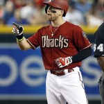 Arizona Diamondbacks Ender Inciarte reacts after hitting a double in the first inning during a baseball game against the New York Mets, Sunday, June 7, 2015, in Phoenix. (AP Photo/Rick Scuteri)