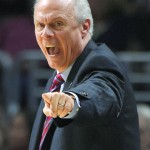 Wisconsin head coach Bo Ryan reacts to a play in the first half of a college basketball regional final against Arizona in the NCAA Tournament, Saturday, March 28, 2015, in Los Angeles. (AP Photo/Mark J. Terrill)