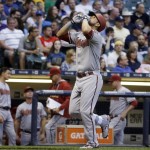 Arizona Diamondbacks' David Peralta celebrates after hitting a home run during the third inning of a baseball game against the Milwaukee Brewers on Friday, May 29, 2015, in Milwaukee. (AP Photo/Morry Gash)