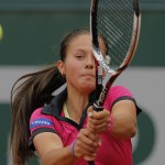 Russia's Darya Kasatkina returns the ball to Serbia's Ivana Jorovic during their junior girls' final match of the French Open tennis tournament at the Roland Garros stadium, in Paris, France, Saturday, June 7, 2014. (AP Photo/Michel Spingler)