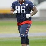 New England Patriots defensive tackle Sealver Siliga warms up during practice Friday, Jan. 30, 2015, in Tempe, Ariz. The Patriots play the Seattle Seahawks in NFL football Super Bowl XLIX Sunday, Feb. 1. (AP Photo/Mark Humphrey)