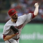 Arizona Diamondbacks starting pitcher Robbie Ray works against the Texas Rangers during the first inning of a baseball game Tuesday, July 7, 2015, in Arlington, Texas. (AP Photo/Tony Gutierrez)