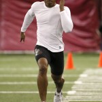 Arizona State's Deantre Lewis works out for NFL scouts during Pro Day at Arizona State University, Friday, March 6, 2015, in Tempe, Ariz. (AP Photo/Matt York)