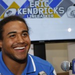 UCLA linebacker Eric Kendricks takes questions at the Pac-12 NCAA college football media days at Paramount Studios in Los Angeles, Thursday, July 24, 2014. (AP Photo)