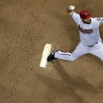  Arizona Diamondbacks starting pitcher Josh Collmenter throws during the first inning of a baseball game against the Milwaukee Brewers, Tuesday, May 6, 2014, in Milwaukee. (AP Photo/Morry Gash)