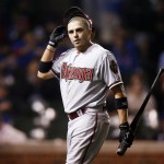  Arizona Diamondbacks' Tony Campana reacts after he struck out looking against the Chicago Cubs during the fifth inning of a baseball game on Monday, April 21, 2014, in Chicago. (AP Photo/Andrew A. Nelles)