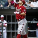  Arizona Diamondbacks' Gerardo Parra reacts after hitting a two-run home run against the Chicago White Sox during the fifth inning of a baseball game on Sunday, May 11, 2014, in Chicago. (AP Photo/Andrew A. Nelles)