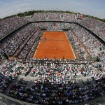 View of Philippe Chatrier center court during final of the French Open tennis tournament between Russia's Maria Sharapova and Romania's Simona Halep at the Roland Garros stadium, in Paris, France, Saturday, June 7, 2014. (AP Photo/David Vincent)