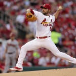 St. Louis Cardinals starting pitcher Jaime Garcia throws during the first inning of a baseball game against the Arizona Diamondbacks on Tuesday, May 26, 2015, in St. Louis. (AP Photo/Jeff Roberson)