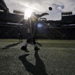 Seattle Seahawks quarterback Russell Wilson warms up before the NFL football NFC Championship game against the Green Bay Packers Sunday, Jan. 18, 2015, in Seattle. (AP Photo/David J. Phillip)