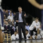 Gonzaga head coach Mark Few reacts to play against Duke during the second half of a college basketball regional final game in the NCAA Tournament Sunday, March 29, 2015, in Houston. (AP Photo/Charlie Riedel)