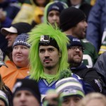 A Seattle Seahawks fan watches during the first half of the NFL football NFC Championship game against the Green Bay Packers Sunday, Jan. 18, 2015, in Seattle. (AP Photo/David J. Phillip)