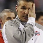 Ohio State head coach Urban Meyer during the first half of the NCAA college football playoff championship game against Oregon Monday, Jan. 12, 2015, in Arlington, Texas. (AP Photo/LM Otero)