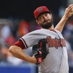 Arizona Diamondbacks starting pitcher Robbie Ray works against the San Diego Padres in the first inning of a baseball game Friday, June 26, 2015, in San Diego. (AP Photo/Lenny Ignelzi)
