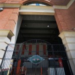 An empty Oriole Park is photographed from the outside before the Chicago White Sox and Baltimore Orioles baseball game, Wednesday, April 29, 2015, in Baltimore. Due to security concerns the game was closed to the public. (AP Photo/Gail Burton)