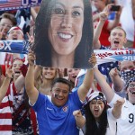 United States goalkeeper Hope Solo supporters cheer prior to a match against Sweden in FIFA Women's World Cup soccer action in Winnipeg, Manitoba, Canada, Friday, June 12, 2015.