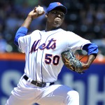 New York Mets starter Rafael Montero (50) pitches against the Arizona Diamondbacks in the first inning in game one of a doubleheader baseball game at Citi Field on Sunday, May 25, 2014, in New York. (AP Photo/Kathy Kmonicek)