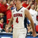 Arizona guard T.J. McConnell reacts after scoring during the second half of an NCAA college basketball game against Stanford, Saturday, March 7, 2015, in Tucson, Ariz. (AP Photo/Rick Scuteri)
