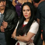 Manny Pacquiao's wife, Jinkee, watches after Pacquiao lost his welterweight title fight against Floyd Mayweather Jr. on Saturday, May 2, 2015 in Las Vegas. (AP Photo/John Locher)