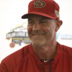 The Arizona Diamondbacks' manager Kirk Gibson laughs during a press conference at the Sydney Cricket Ground in Sydney, Tuesday, March 18, 2014. The MLB season-opening two-game series between the Los Angeles Dodgers and Arizona Diamondbacks in Sydney will be played this weekend. (AP Photo/Rick Rycroft)