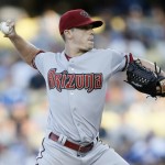 Arizona Diamondbacks starting pitcher Jeremy Hellickson delivers against the Los Angeles Dodgers during the first inning of a baseball game, Saturday, May 2, 2015, in Los Angeles. (AP Photo/Danny Moloshok)
