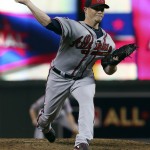 National League pitcher Craig Kimbrel, of the Atlanta Braves, throws during the seventh inning of the MLB All-Star baseball game, Tuesday, July 15, 2014, in Minneapolis. (AP Photo/Jim Mone)