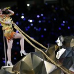 Singer Katy Perry performs during halftime of NFL Super Bowl XLIX football game between the Seattle Seahawks and the New England Patriots Sunday, Feb. 1, 2015, in Glendale, Ariz. (AP Photo/David J. Phillip)