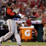 American League's Manny Machado, of the Baltimore Orioles, hits during the MLB All-Star baseball Home Run Derby, Monday, July 13, 2015, in Cincinnati. (AP Photo/Jeff Roberson)
