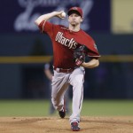 Arizona Diamondbacks starting pitcher Allen Webster works against the Colorado Rockies in the first inning of a baseball game Wednesday, June 24, 2015, in Denver. (AP Photo/David Zalubowski)