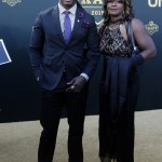 Wisconsin running back Melvin Gordon poses for photos with his mother Carmen Gordon, upon arriving for the first round of the 2015 NFL Football Draft at the Auditorium Theater of Roosevelt University, Thursday, April 30, 2015, in Chicago. (AP Photo/Charles Rex Arbogast)