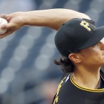  Pittsburgh Pirates starting pitcher Jeff Locke throws against the Arizona Diamondbacks in the first inning of the baseball game on Tuesday, July 1, 2014, in Pittsburgh. (AP Photo/Keith Srakocic)