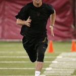 Arizona State's Taylor Kelly works out for NFL scouts during Pro Day at Arizona State University, Friday, March 6, 2015, in Tempe, Ariz. (AP Photo/Matt York)