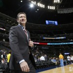 Phoenix Suns coach Jeff Hornacek heads to the bench before the Suns' NBA basketball game against the Denver Nuggets on Wednesday, Feb. 25, 2015, in Denver. (AP Photo/David Zalubowski)