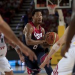 United States's Derrick Rose, controls the ball during the Group C Basketball World Cup match, against Turkey, in Bilbao northern Spain, Sunday, Aug. 31, 2014. The 2014 Basketball World Cup competition take place in various cities in Spain from last Aug. 30 through to Sept. 14. (AP Photo/Alvaro Barrientos)