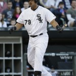  Chicago White Sox's Jose Abreu reacts after striking out swinging during the first inning of an interleague baseball game against the Arizona Diamondbacks in Chicago on Saturday, May 10, 2014. (AP Photo/Nam Y. Huh)