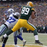 Green Bay Packers tight end Richard Rodgers (89) makes a touchdown catch during the second half of an NFL divisional playoff football game against the Dallas Cowboys Sunday, Jan. 11, 2015, in Green Bay, Wis. (AP Photo/Mike Roemer)