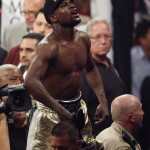 Floyd Mayweather Jr., celebrates his win against Manny Pacquiao after their welterweight title fight on Saturday, May 2, 2015 in Las Vegas. (AP Photo/Eric Jamison)