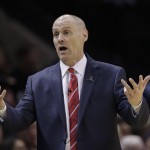  Dallas Mavericks coach Rick Carlisle argues a call during the first quarter of Game 1 of the opening-round NBA basketball playoff series against the San Antonio Spurs, Sunday, April 20, 2014, in San Antonio. (AP Photo/Eric Gay)