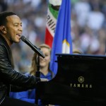 Singer John Legend performs America the Beautiful before the NFL Super Bowl XLIX football game between the Seattle Seahawks and the New England Patriots Sunday, Feb. 1, 2015, in Glendale, Ariz. (AP Photo/Matt York)