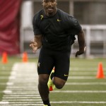 Arizona State's Kyle Middlebrooks works out for NFL scouts during Pro Day at Arizona State University, Friday, March 6, 2015, in Tempe, Ariz. (AP Photo/Matt York)