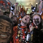 Tampa Bay Buccaneers fans react after the team drafted former Florida State quarterback Jameis Winston with the first overall pick during the NFL draft party Thursday, April 30, 2015, in Tampa, Fla. (AP Photo/Chris O'Meara)