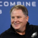 Philadelphia Eagles head coach Chip Kelly answers a question during a news conference at the NFL football scouting combine in Indianapolis, Thursday, Feb. 21, 2013. (AP Photo/Michael Conroy)