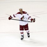  Phoenix Coyotes center Mike Ribeiro skates off the ice after the Coyotes lost to the Nashville Predators 4-2 in an NHL hockey game Monday, Nov. 25, 2013, in Nashville, Tenn. (AP Photo/Mark Humphrey)