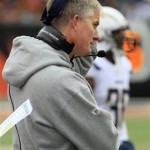  San Diego Chargers head coach Mike McCoy watches from the sideline in the first half of an NFL wild-card playoff football game against the Cincinnati Bengals Sunday, Jan. 5, 2014, in Cincinnati. (AP Photo/Tom Uhlman)